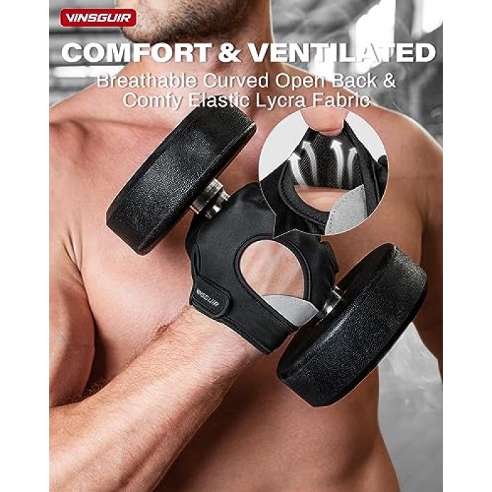 VINSGUIR Workout Gloves for Men and Women, Fingerless Weight